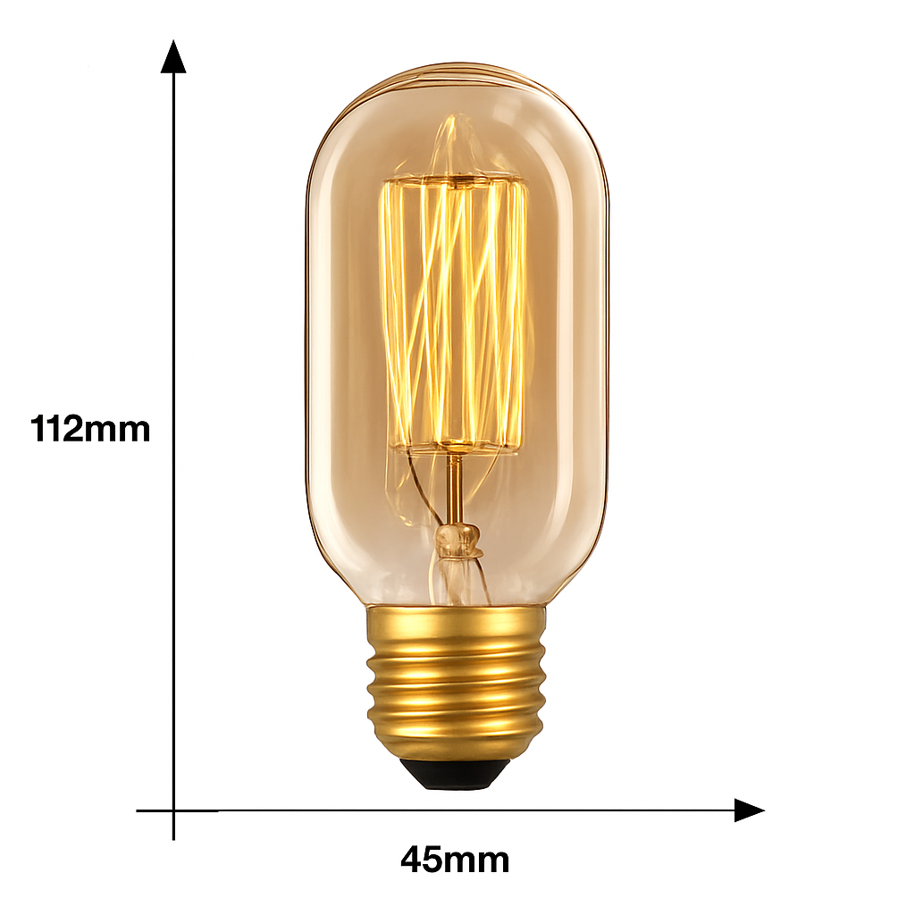 Edison Lamp E27 40W Glas Vintage Filamentlamp Retro Sfeerlamp Warm Wit Buislamp T45 Industrieel Loft Woonkamer Eetkamer Slaapkamer | Sansoti