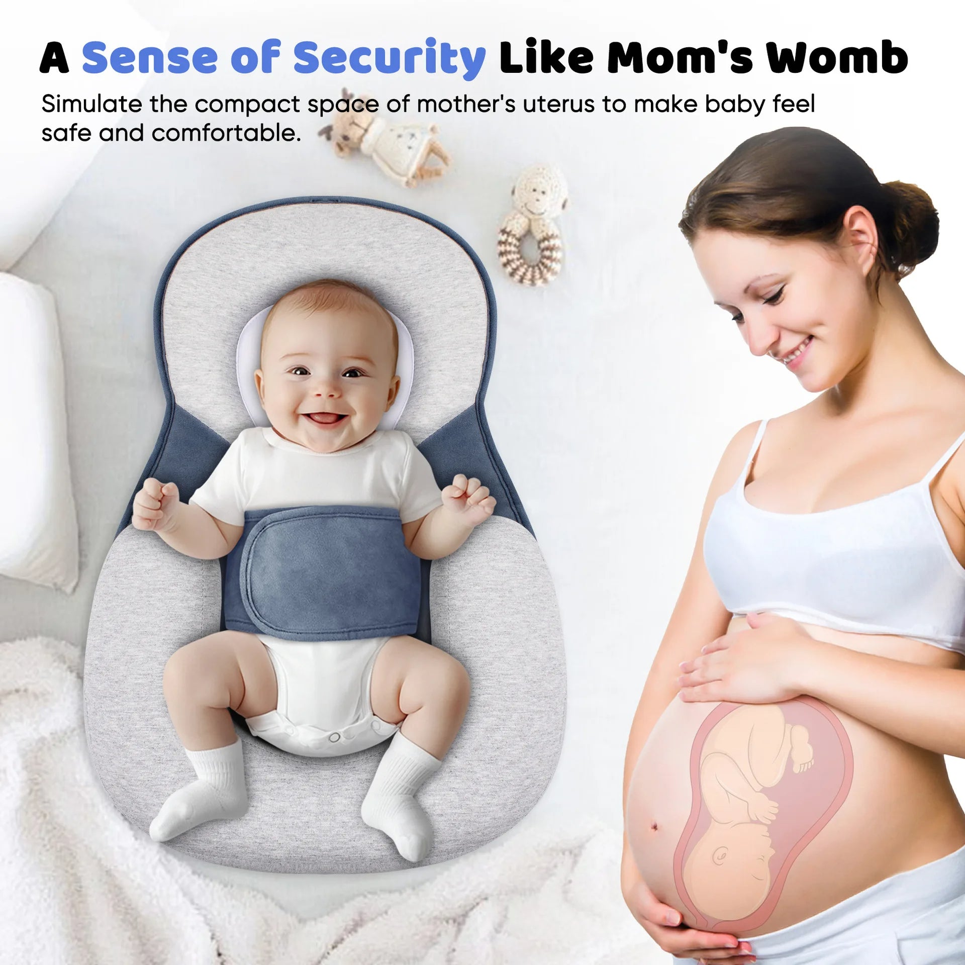 Verhoogd Babynestje met Anti-Reflux Ondersteuning 15° Incline Microparels Vulling Comfortabel Liggen Pasgeborenen | Sansoti