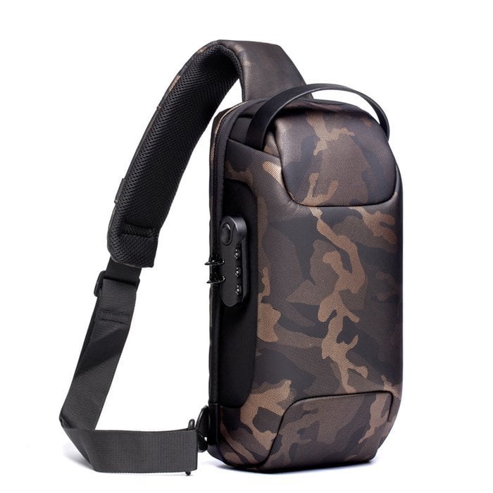 Sac bandoulière avec port de charge USB et serrure à combinaison, déperlant, pour les voyages, le travail et un usage quotidien | Sansoti