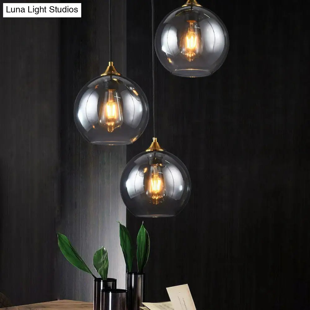 Hängeleuchte Glas 3-flammig Kugel Antik-Messing-Oberfläche Küche Esszimmer Wohnzimmer Retro Modern Stilvolles Design | Sansoti