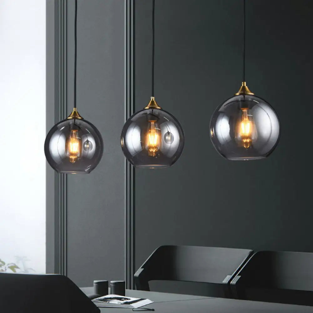 Hängeleuchte Glas 3-flammig Kugel Antik-Messing-Oberfläche Küche Esszimmer Wohnzimmer Retro Modern Stilvolles Design | Sansoti