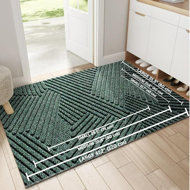 Antislip Deurmat Binnen & Buiten Groen Grijs Khaki Vuilvangmat Slijtvast Design Entree Hal Voordeur Inkom | Sansoti