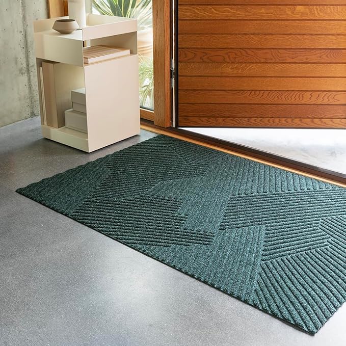 Antislip Deurmat Binnen & Buiten Groen Grijs Khaki Vuilvangmat Slijtvast Design Entree Hal Voordeur Inkom | Sansoti