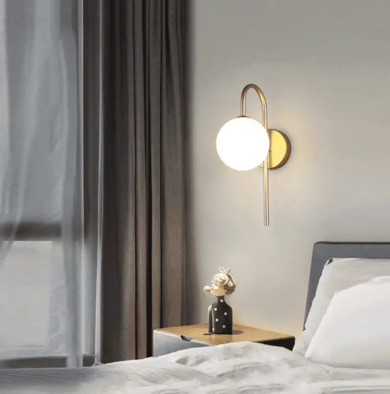 Wandleuchte Kugel Glas Industrie Aluminium Schwarz Gold 58cm | Restfield