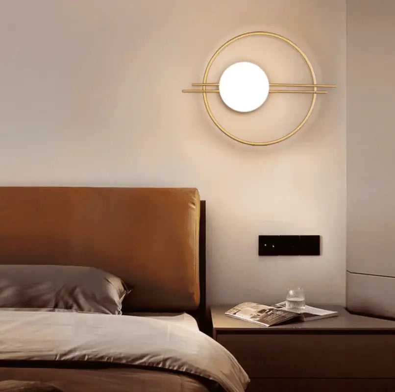 Wandleuchte Kugel Glas Industrie Aluminium Schwarz Gold 58cm | Restfield