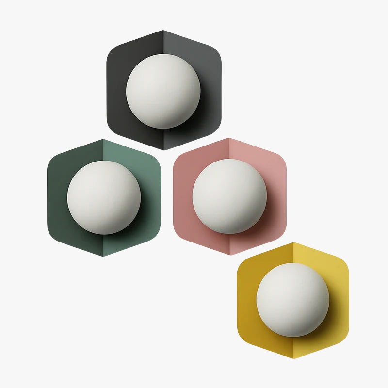 Wandleuchte Sechseck LED E27 Rosa Grün Grau Gelb 24cm Schlafzimmer Wohnzimmer Kugel Wandleuchte Hexagon Geometrisch Kinderzimmer Flur | Restfield