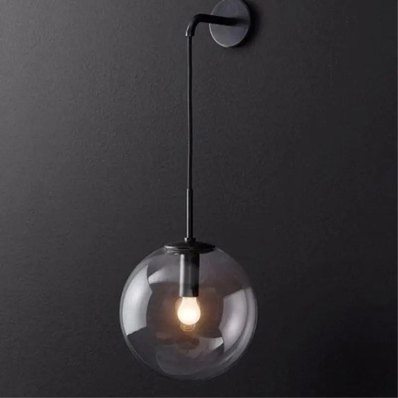 Wandlamp Bol Glas Aluminium E27 5W Industrieel Goud Zwart Woonkamer Slaapkamer Hal | Sansoti