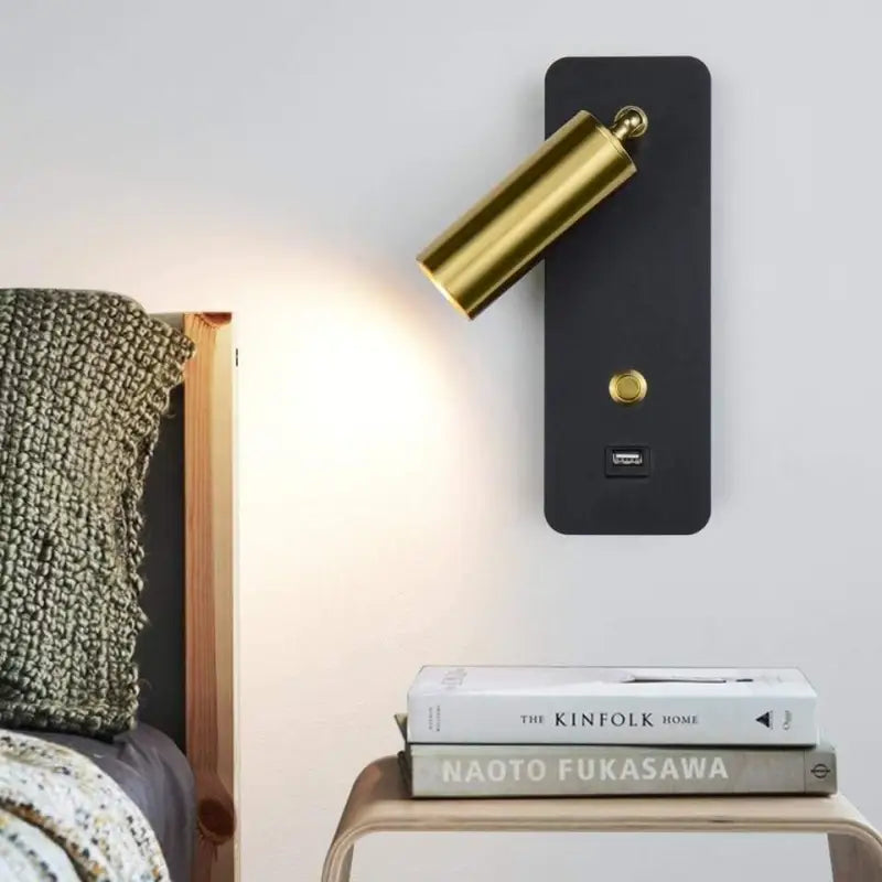 Wandlamp Slaapkamer Modern Aluminium Goud G4 LED 8x23cm Warm Wit Nachtkastje Bedlamp | Sansoti