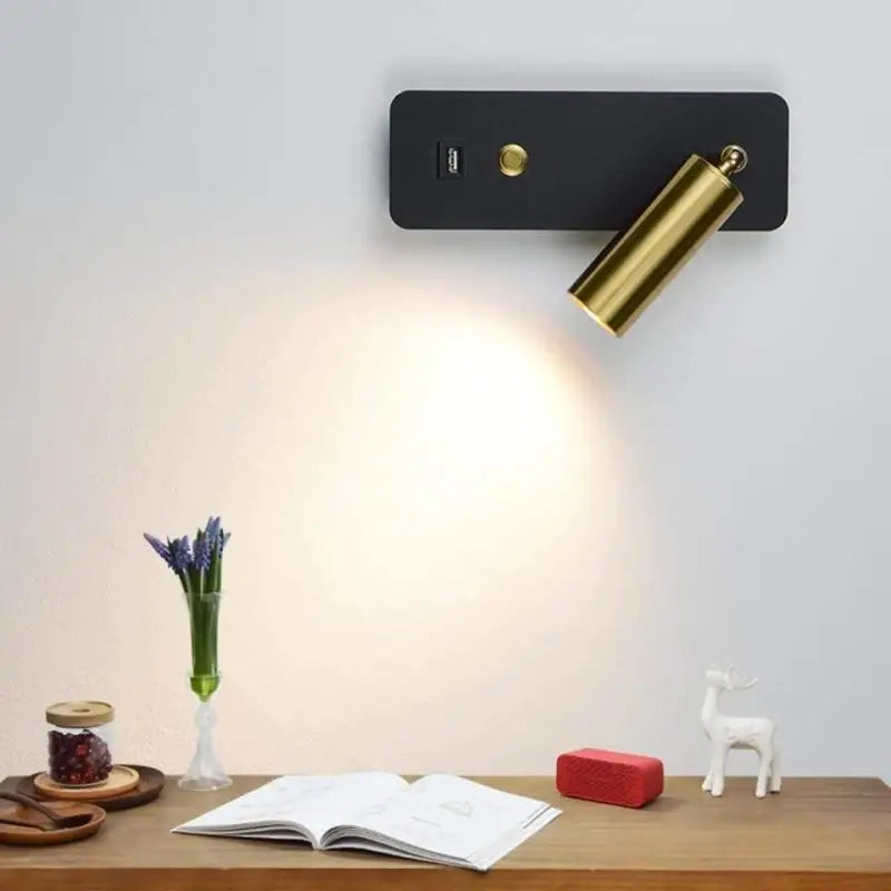 Wandlamp Slaapkamer Modern Aluminium Goud G4 LED 8x23cm Warm Wit Nachtkastje Bedlamp | Sansoti