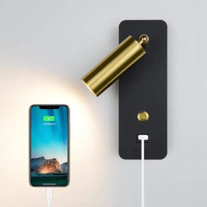 Wandlamp Slaapkamer Modern Aluminium Goud G4 LED 8x23cm Warm Wit Nachtkastje Bedlamp | Sansoti