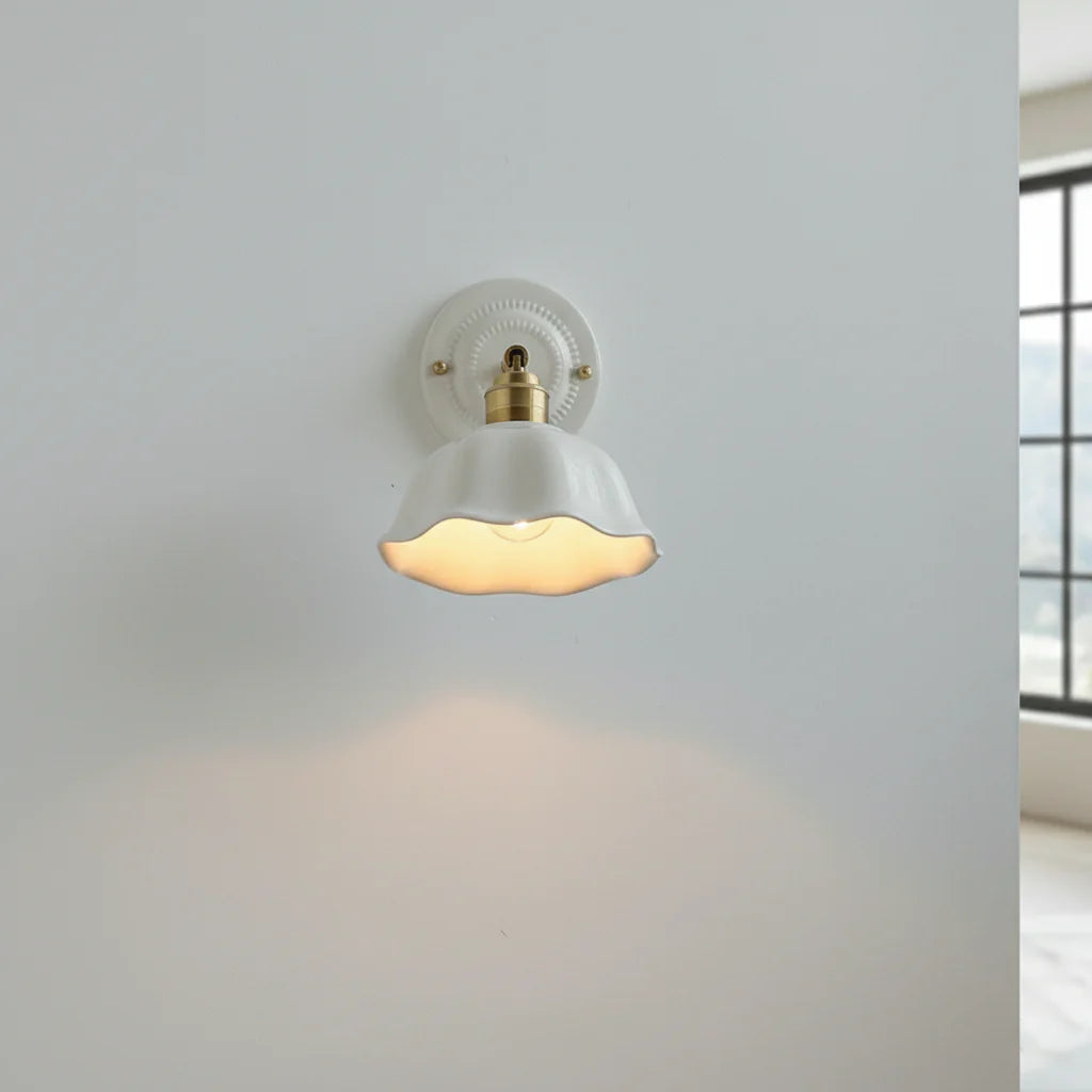 Wandlamp Keramiek Wit Koper Draaibaar E27 Slaapkamer Woonkamer Hal Retro Vintage Landelijk Modern | Sansoti