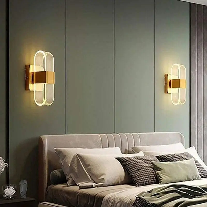 Applique murale LED scandinave acrylique aluminium or noir 10x20cm blanc chaud salon moderne | Restfield