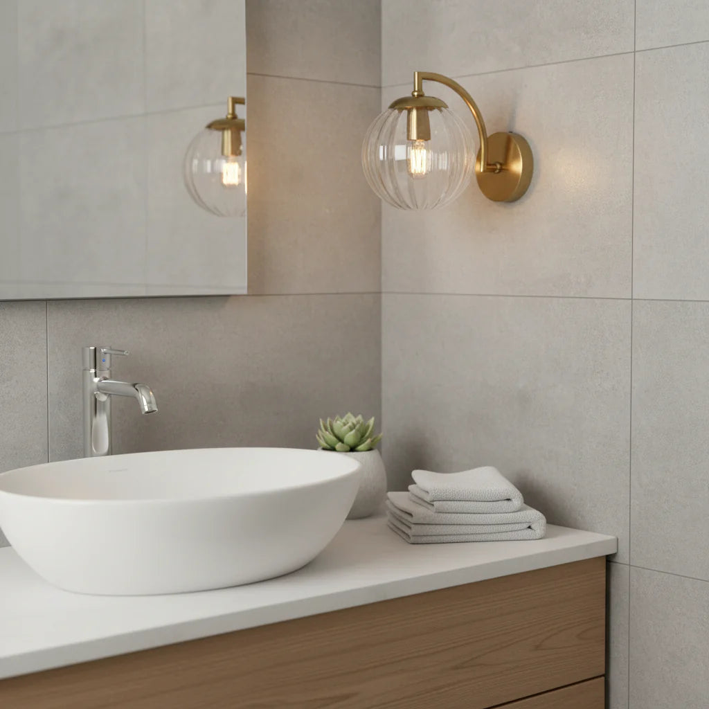 Wandlamp Bol Getint Glas Goud Metaal E14 Woonkamer Slaapkamer Hal Retro Modern | Sansoti