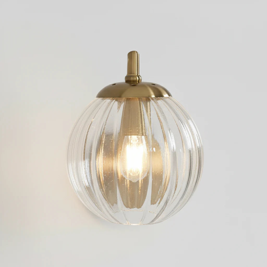 Wandlamp Bol Getint Glas Goud Metaal E14 Woonkamer Slaapkamer Hal Retro Modern | Sansoti