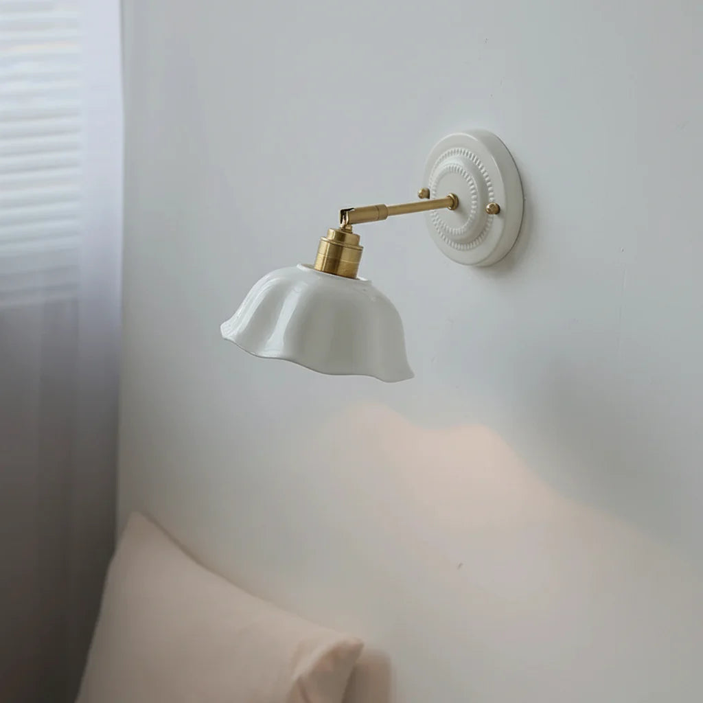 Wandlamp Keramiek Wit Koper Draaibaar E27 Slaapkamer Woonkamer Hal Retro Vintage Landelijk Modern | Sansoti