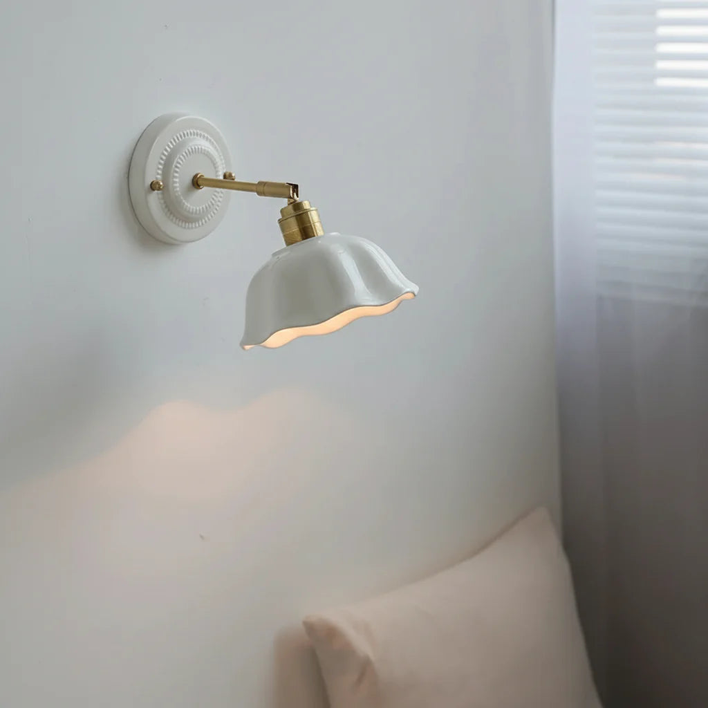 Wandlamp Keramiek Wit Koper Draaibaar E27 Slaapkamer Woonkamer Hal Retro Vintage Landelijk Modern | Sansoti