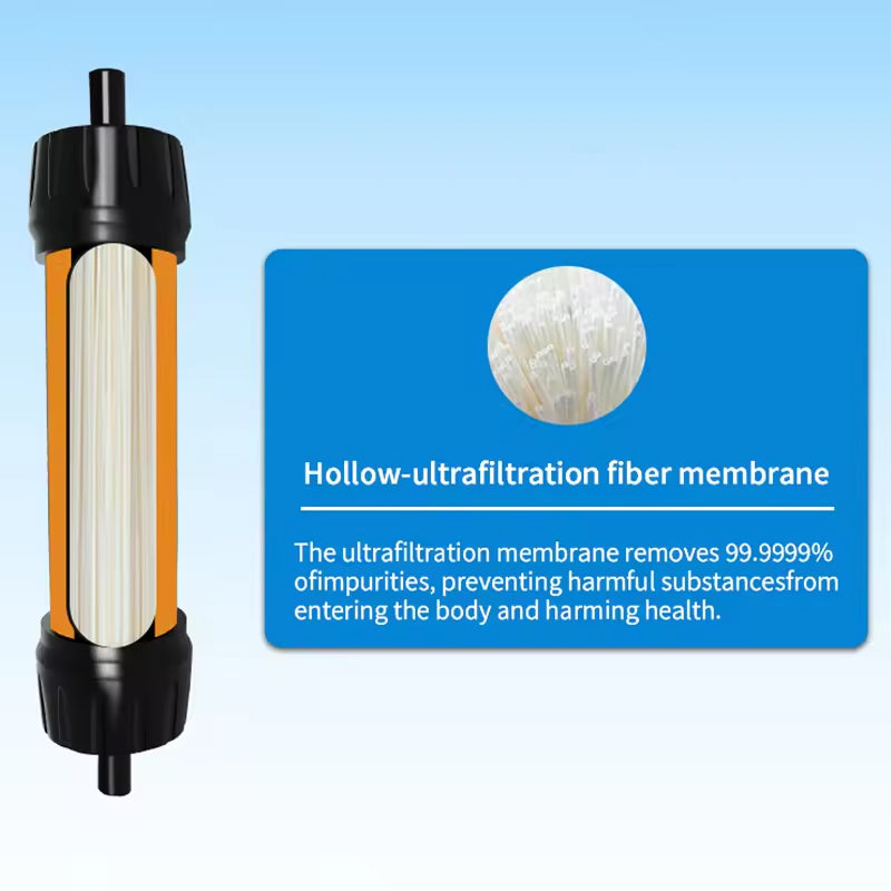 Tragbarer Wasserfilterstrohhalm, Kapazität 4000L, Outdoor, Camping, Wandern, Notfälle, Ultrafiltration, Survival | Sansoti