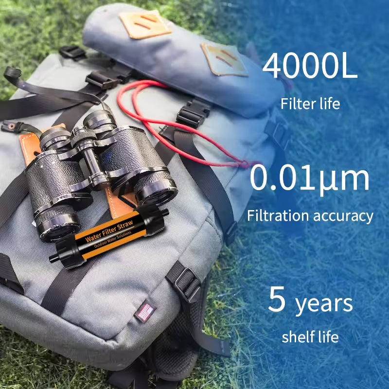 Tragbarer Wasserfilterstrohhalm, Kapazität 4000L, Outdoor, Camping, Wandern, Notfälle, Ultrafiltration, Survival | Sansoti