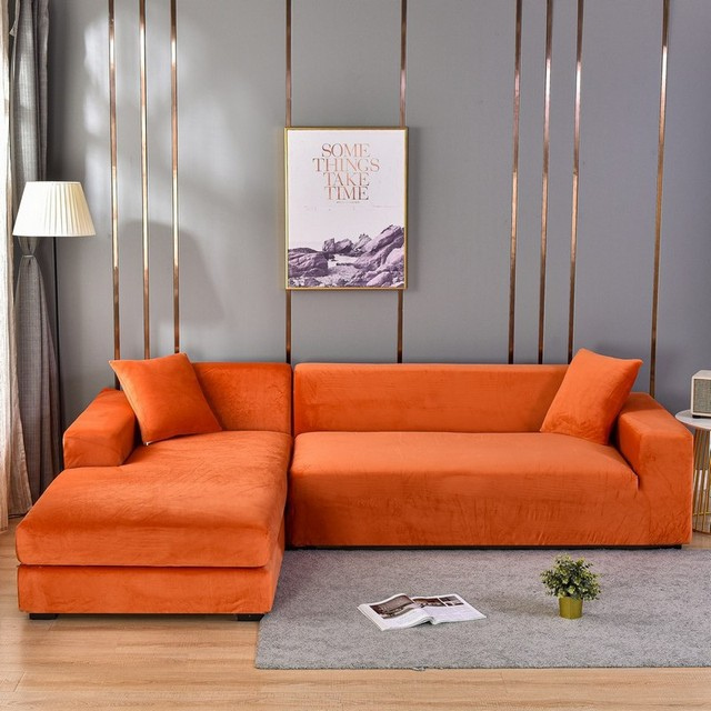 Housse de canapé extensible en velours - Housse universelle pour canapé 1-4 places - Protection antitache pour le salon | Sansoti