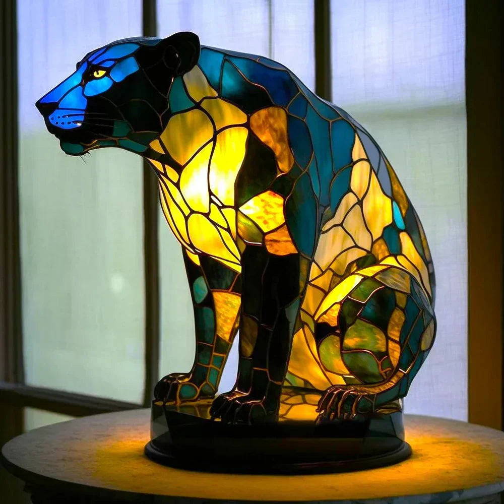 Stained-Glass Animal Lamp Multicolored 30cm Table Lighting Decorative Living Room Bedroom Night Light | Sansoti