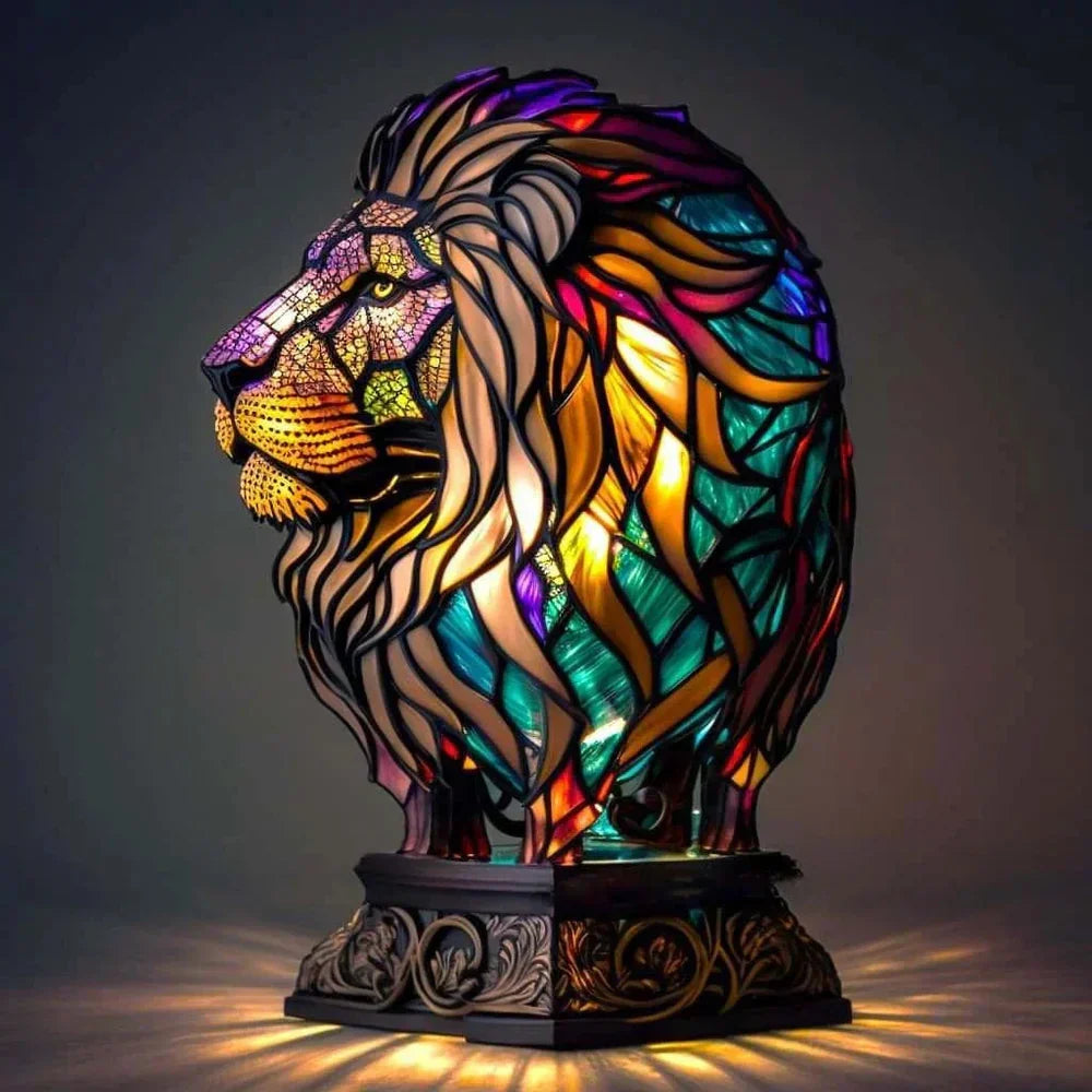 Stained-Glass Animal Lamp Multicolored 30cm Table Lighting Decorative Living Room Bedroom Night Light | Sansoti
