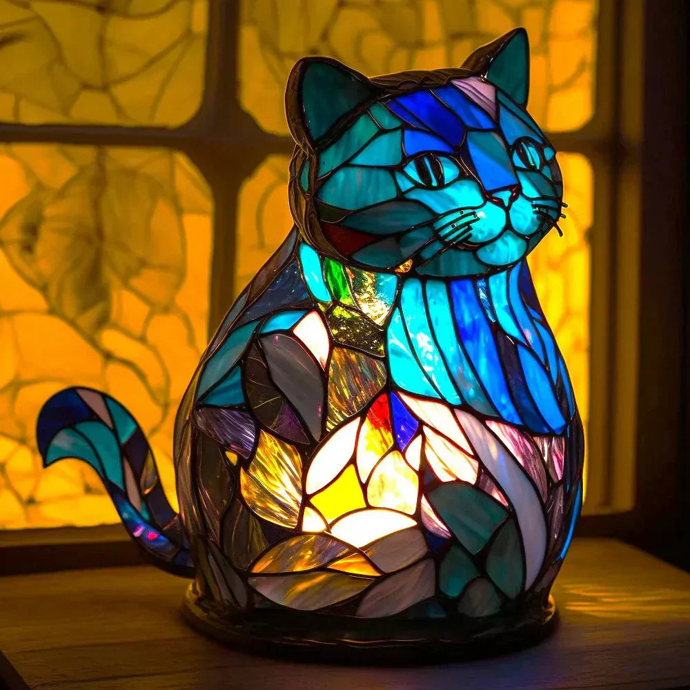 Stained-Glass Animal Lamp Multicolored 30cm Table Lighting Decorative Living Room Bedroom Night Light | Sansoti
