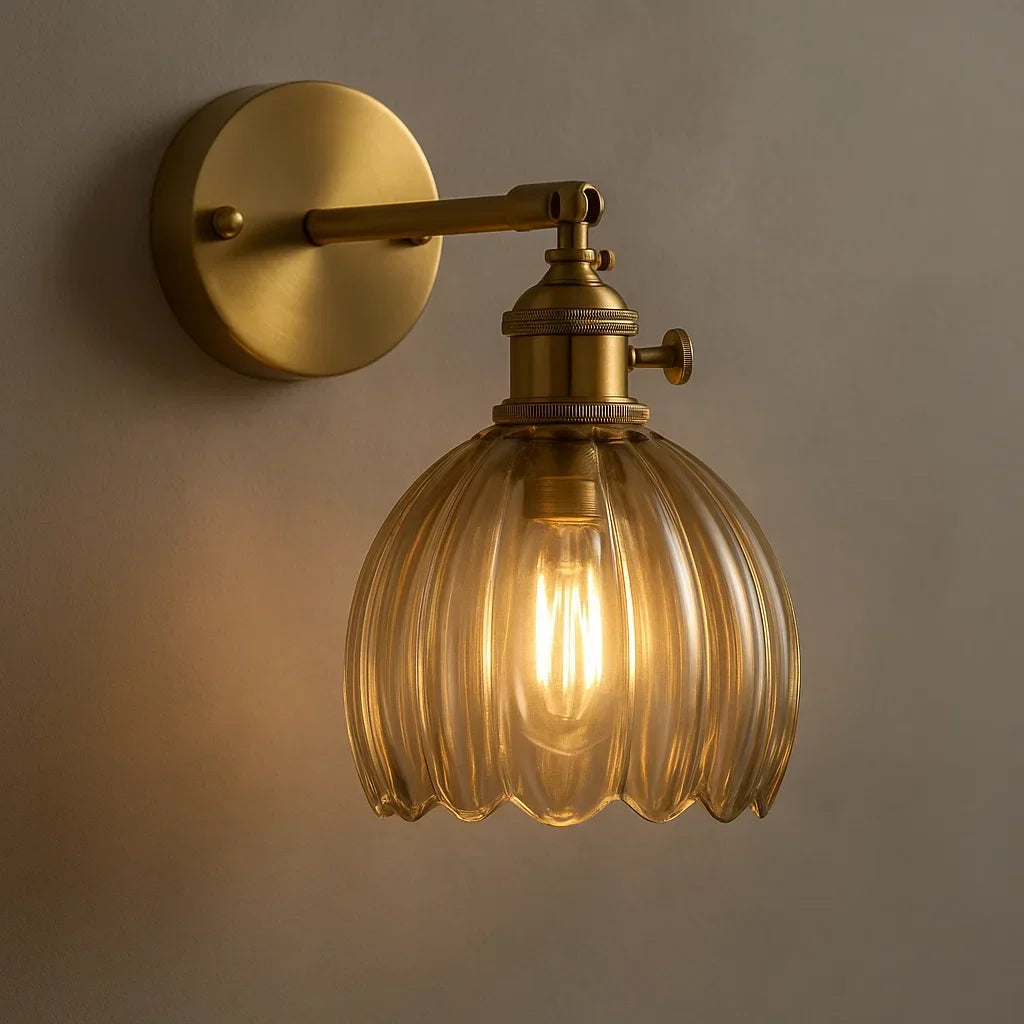 Glazen Tulp Wandlamp Vintage Stijl met E27 Fitting voor Woonkamer Slaapkamer Hal Scandinavisch Retro | Sansoti