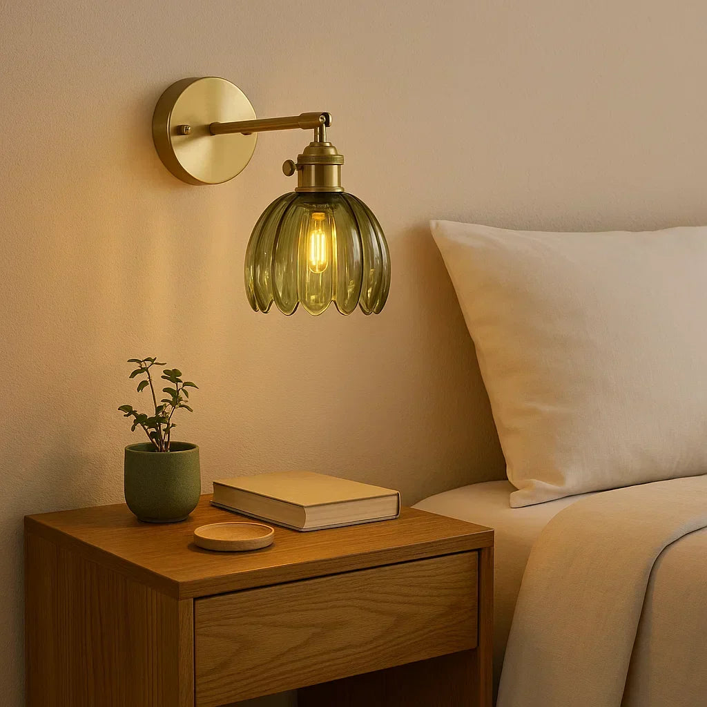 Wandlamp met Glazen Tulpvormige Kap Retro Vintage Sfeerverlichting E26 Fitting voor Woonkamer Slaapkamer | Sansoti