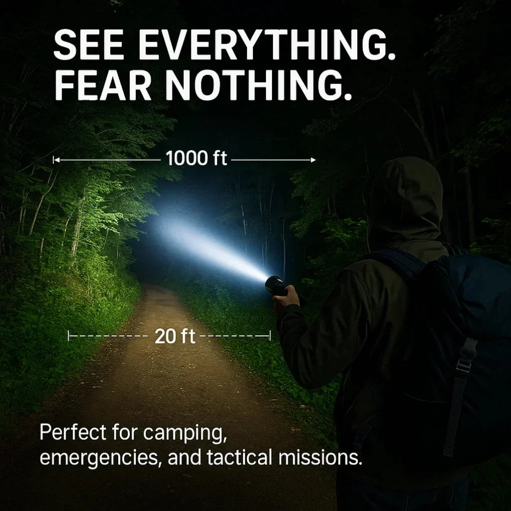 Oplaadbare LED Zaklamp 100000 Lumen Aluminium IPX6 Waterdicht voor Outdoor Camping Wandelen Noodsituaties | Sansoti