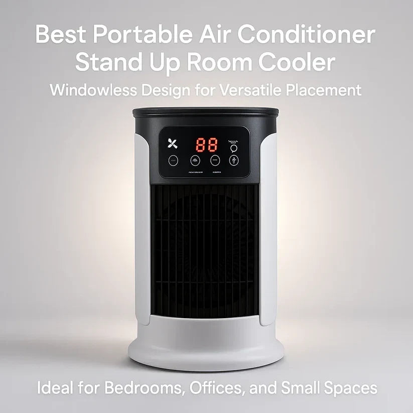 Mobile Air Cooler with Nebulizer | Frameless Evaporative Cooler for Home and Office | 300ml Water Tank | Whisper Quiet <23dB | Energy Efficient 18W | Sansoti