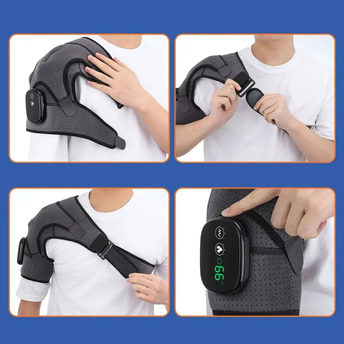 Verwarmde Schouderbandage met Vibratiemassage en Instelbare Warmtezones voor Pijnverlichting en Spierontspanning | Sansoti