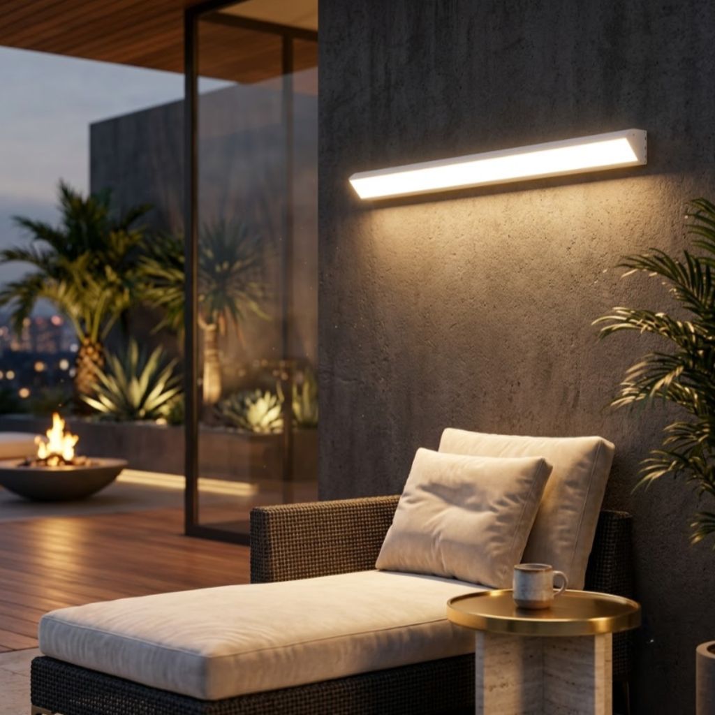 Applique murale extérieure à LED en aluminium, étanche IP65, noir et blanc, 20–90 cm, lumière chaude, froide ou neutre, jardin et véranda | Sansoti