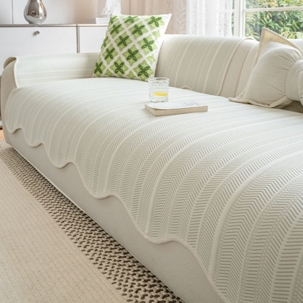 Herringbone Sofa Cover with Wavy Edge Herringbone Microfiber Furniture Protector Sofa Decor Sofa Slipcover Living Room | Sansoti