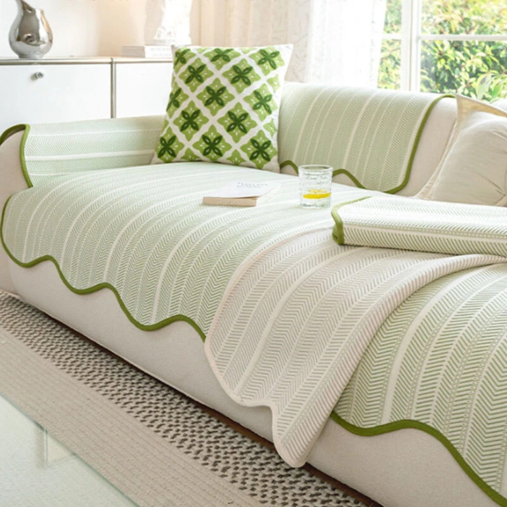 Herringbone Sofa Cover with Wavy Edge Herringbone Microfiber Furniture Protector Sofa Decor Sofa Slipcover Living Room | Sansoti