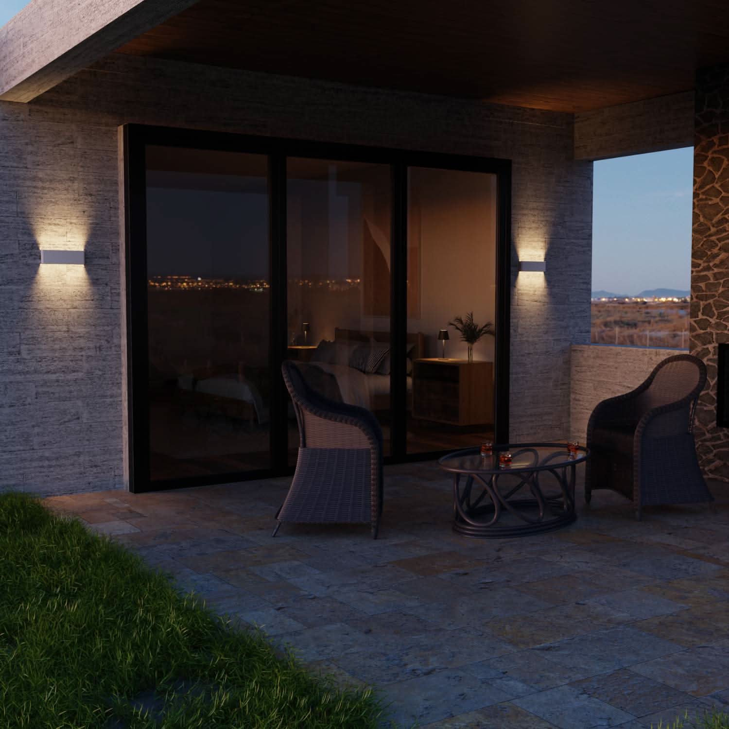 Minimalistische LED-Wandleuchte für Außen- und Innenbereiche mit Up-Down-Licht | Restfield