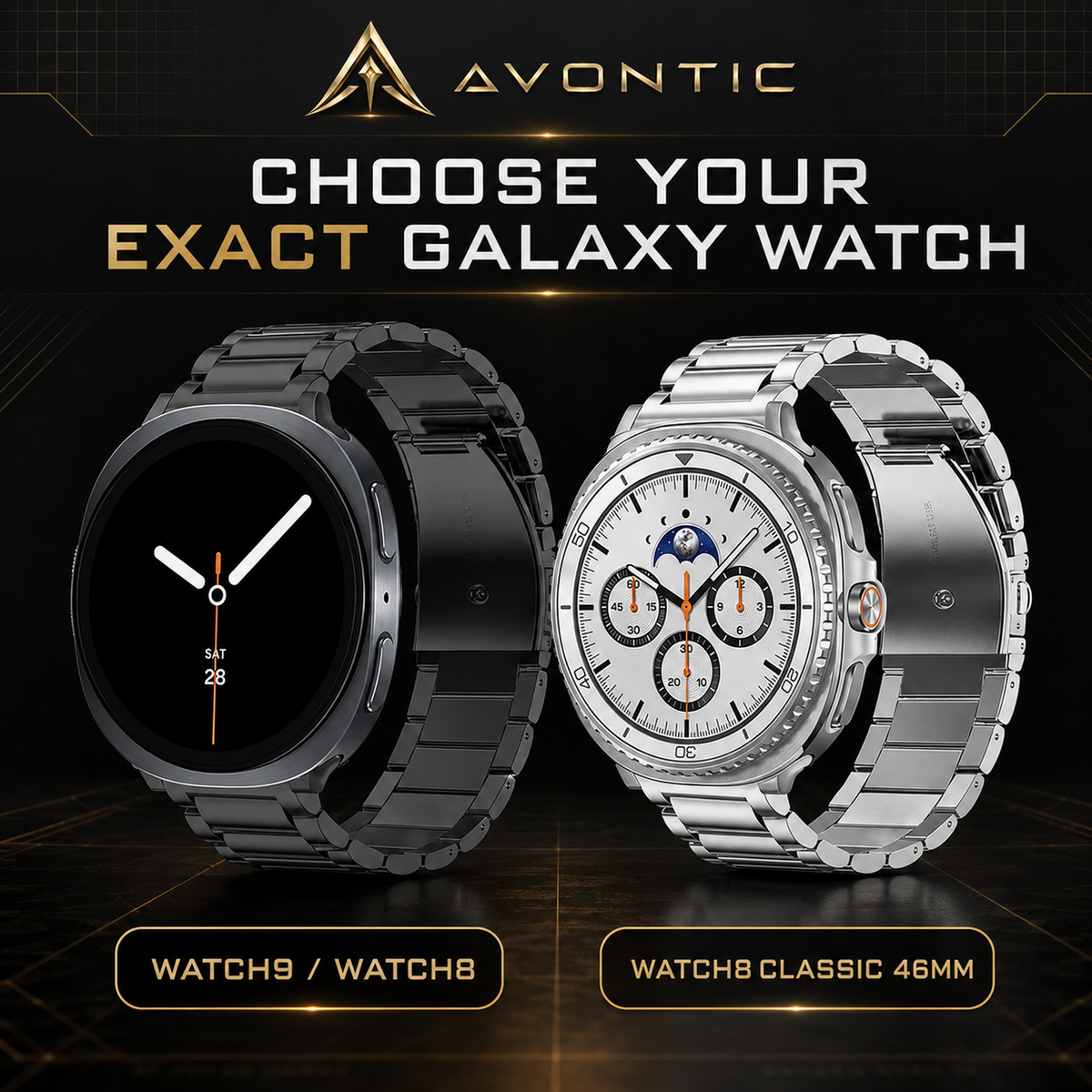 Metalowa bransoleta na smartwatch, ogniwa ze stali nierdzewnej, 40 mm, 44 mm, 46 mm, srebrna, złota, czarna, różowa, pasek na nadgarstek do zegarka | Sansoti