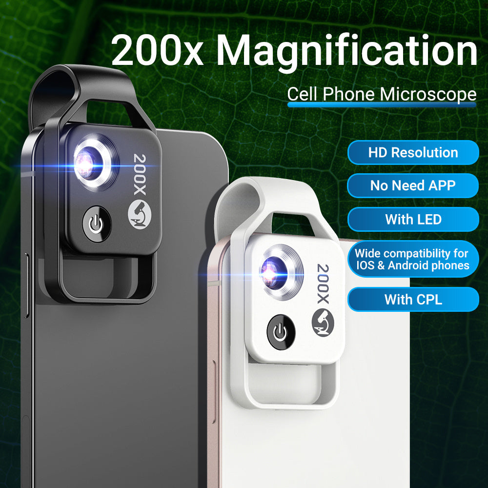 Smartphone Microscoop 200x Vergroting met LED-verlichting Clip-on USB Draagbaar Vergrootglas Mini Microscopie Precisie Inspectie Macro Camera Lens | Sansoti