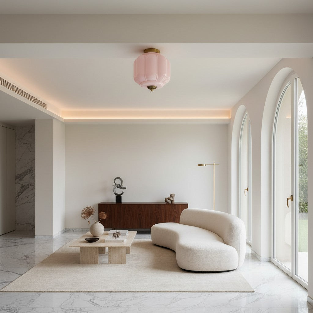Plafondlamp Melkglas Glazen Kap Moderne Verlichting Scandinavische Stijl Woonkamer Eetkamer Slaapkamer Flush Mount | Sansoti