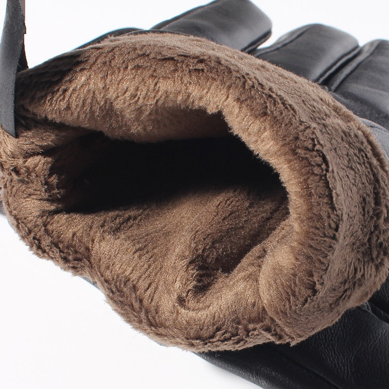 Lederhandschuhe aus gefüttertem Schafsleder Unisex Winter Warm Wasserdicht Touchscreen Elegant Klassisches Design | Sansoti