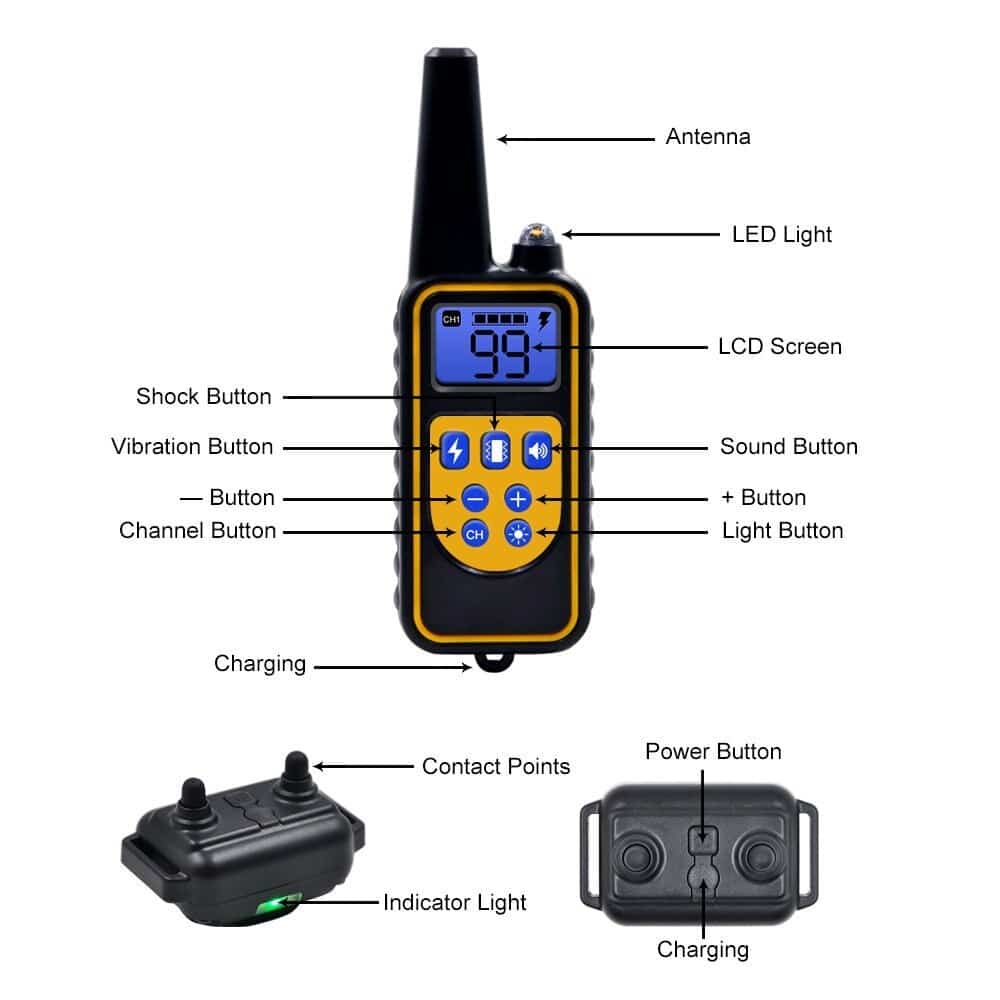 Dog Training Collar with Remote Control 800M Range Rechargeable Waterproof LCD Display Dog Training | Sansoti
