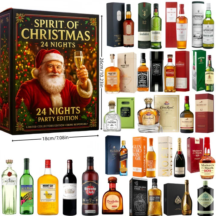 Adventskalender mit Whisky-Miniaturen, 24 Tage, festliche Weihnachtsdekoration, Sammlergeschenk für Whisky-Liebhaber | Sansoti