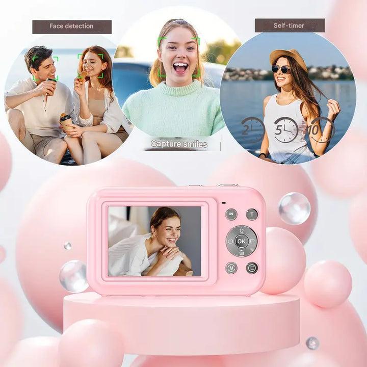 Compacte Digitale Camera Vintage Stijl 1080p Video 32GB SD-Kaart Inclusief Reisfotografie Vlogging Vakantie | Sansoti