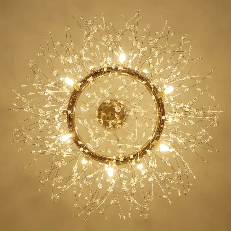 Hängeleuchte Kristall Metall Goldfarben Modernes Design LED E27 Wohnzimmer Esszimmer Stimmungsvolle Beleuchtung | Sansoti