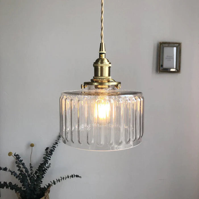 Crystal Glass Pendant Light Cylindrical Shape Adjustable Height Vintage Style Living Room Dining Room Hallway Ambient Lighting | Sansoti