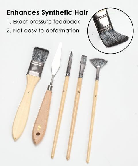 Pinselset 24-teilig mit Palettenmesser Nylonpinsel für Acryl-, Aquarell- und Ölfarben Hobby Kreatives Malen | Sansoti