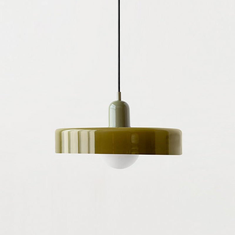 Glazen Hanglamp Bauhausstijl Gekleurd Glas Rond Ø25-35cm E27 Verstelbaar Eettafel Plafondlamp Retro Design | Sansoti