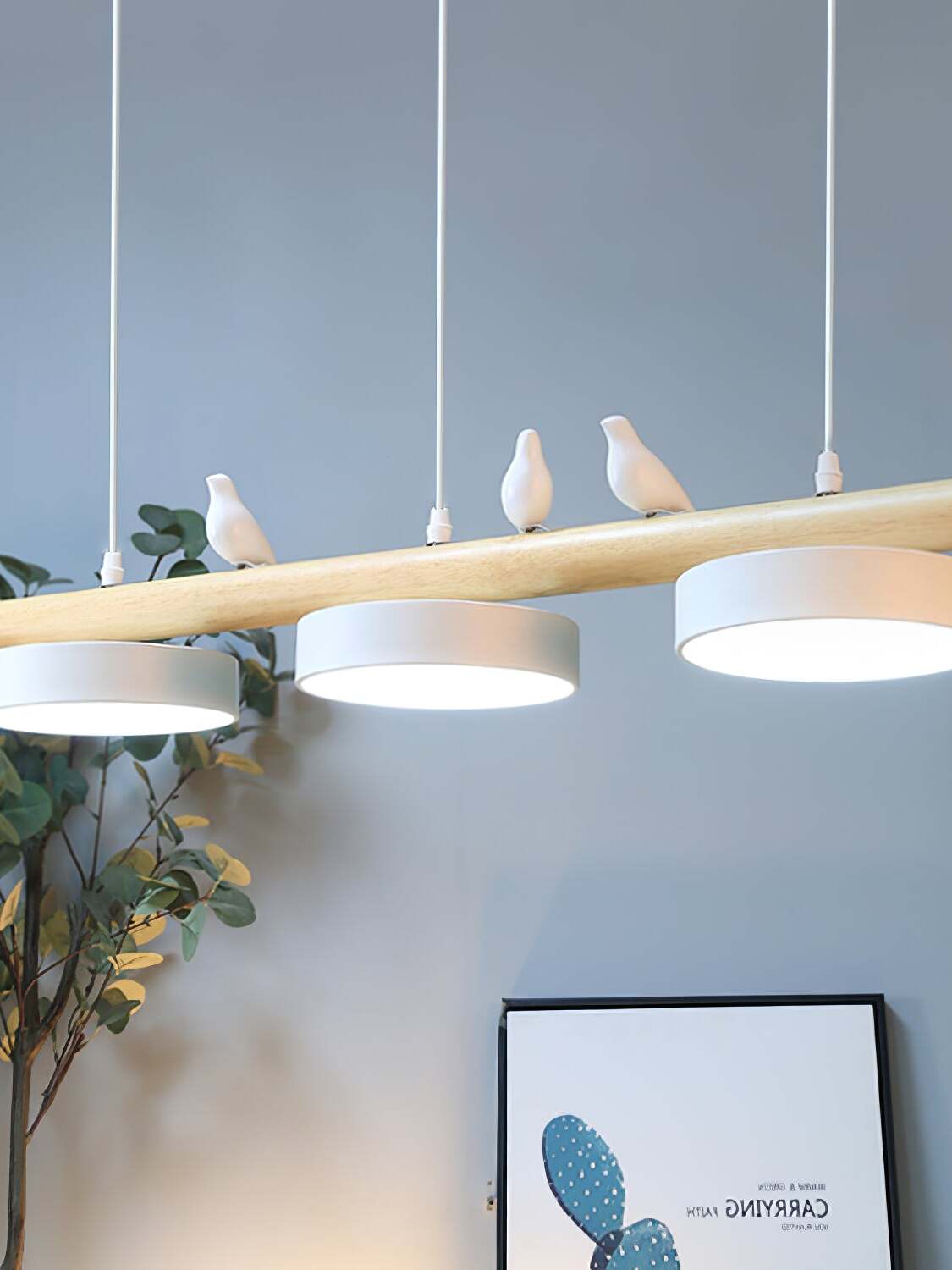 Hanglamp Hout Design Vogelvorm Drie Kappen Scandinavisch Keukeneiland | Sansoti