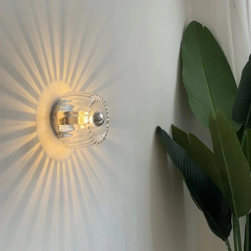 Wandlamp Glas E14 Metaal Transparant Hal Slaapkamer Bauhaus Wandverlichting Retro Design | Sansoti