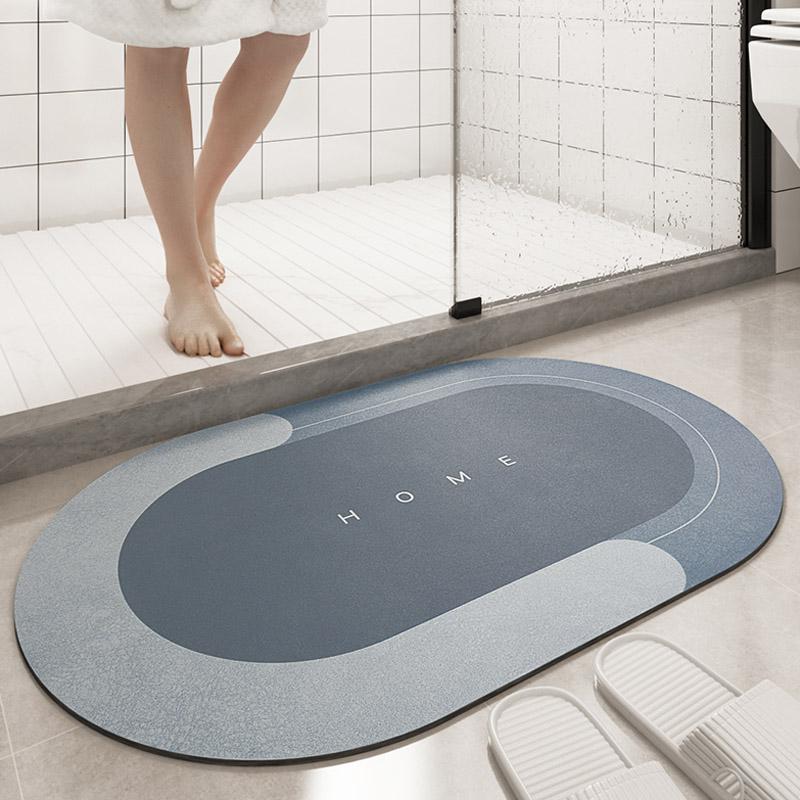 Sneldrogende Badmat met Hoge Absorptiekracht Grijs Beige Blauw Groen Ovaal Rechthoekig Microvezelbadmat voor Douche en Bad Badkamertextiel | Sansoti