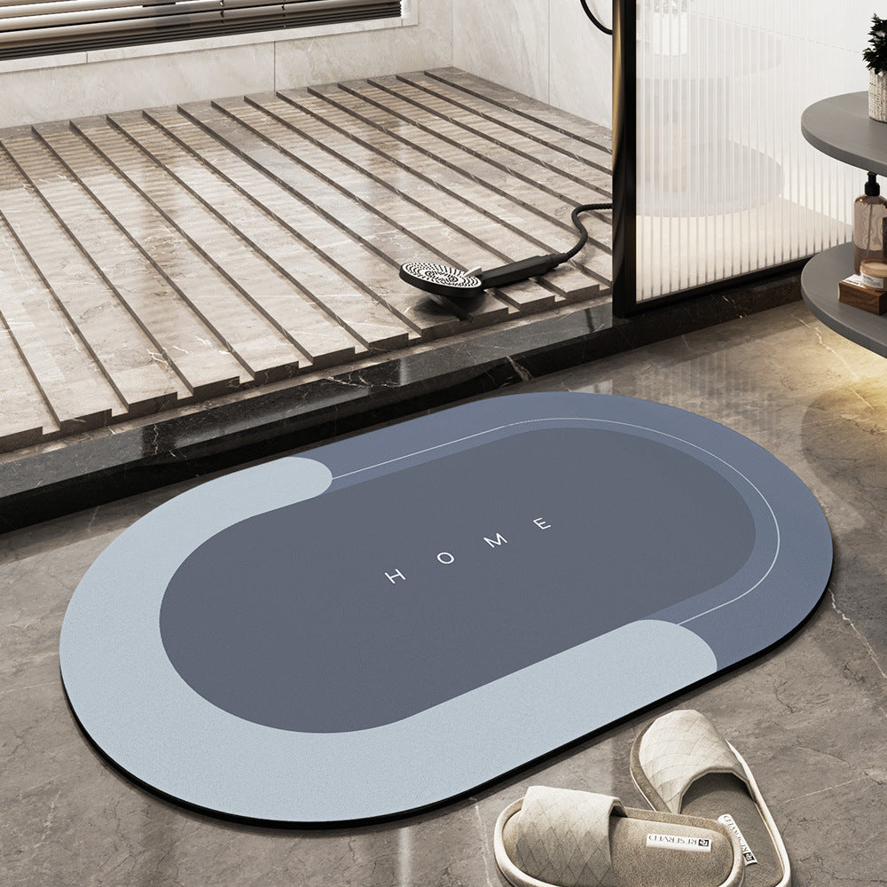 Sneldrogende Badmat met Hoge Absorptiekracht Grijs Beige Blauw Groen Ovaal Rechthoekig Microvezelbadmat voor Douche en Bad Badkamertextiel | Sansoti